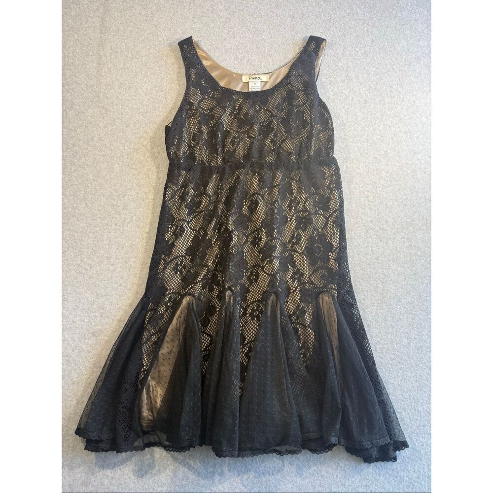Pinky  black lace drop waist pleated flare whimsigoth dress